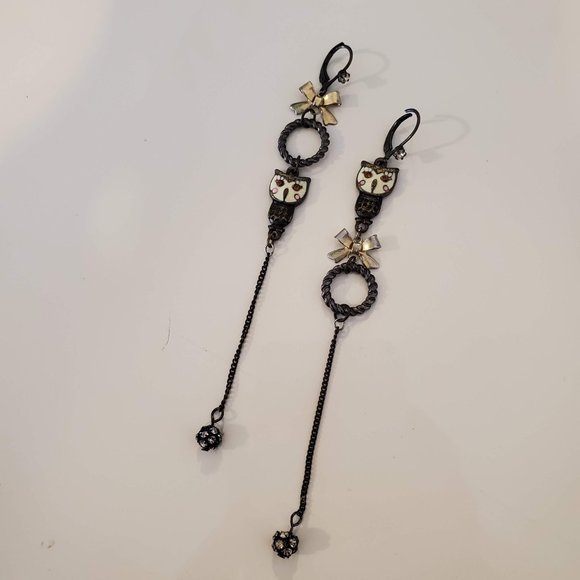 Betsey Johnson Owl Drop Earrings - Picture 2 of 2